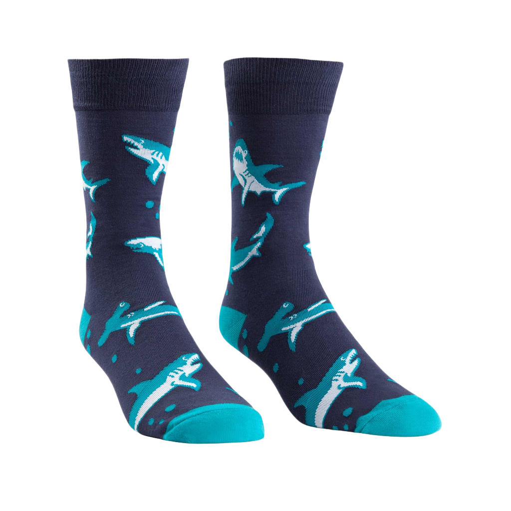 Sock It To Me Crew Mens Socks - Shark Attack — TryFitCore