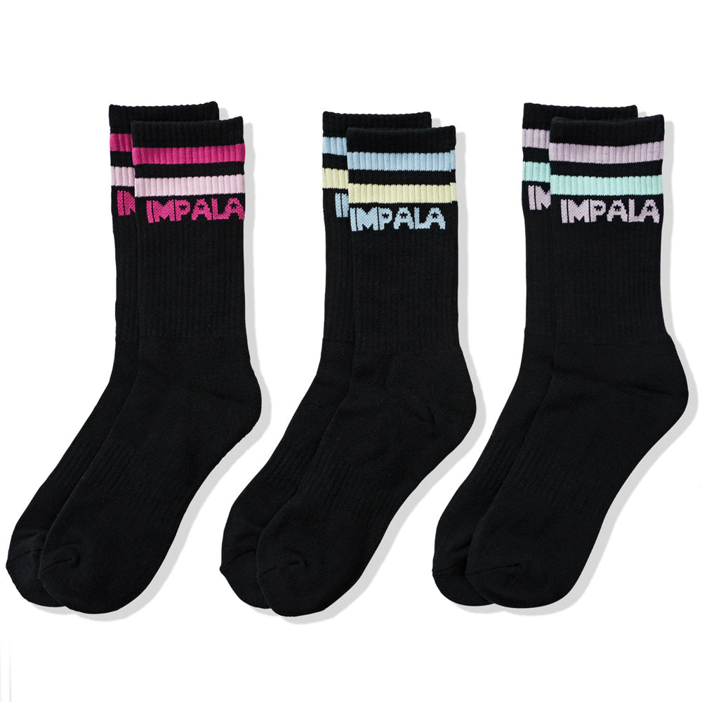 Impala Black Stripe Skate Socks 3 Pack — TryFitCore