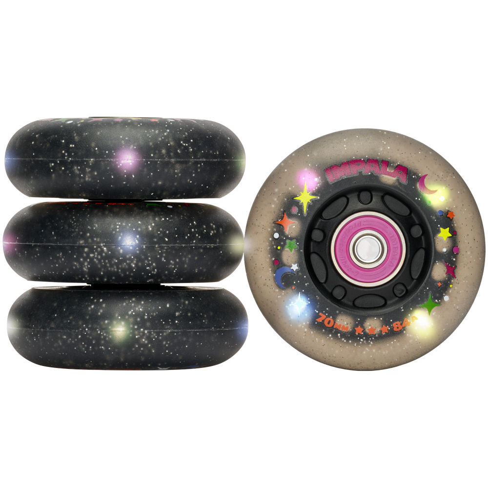 Impala Inline 70mm LED Wheels - 4pack - Black Twinkle — TryFitCore