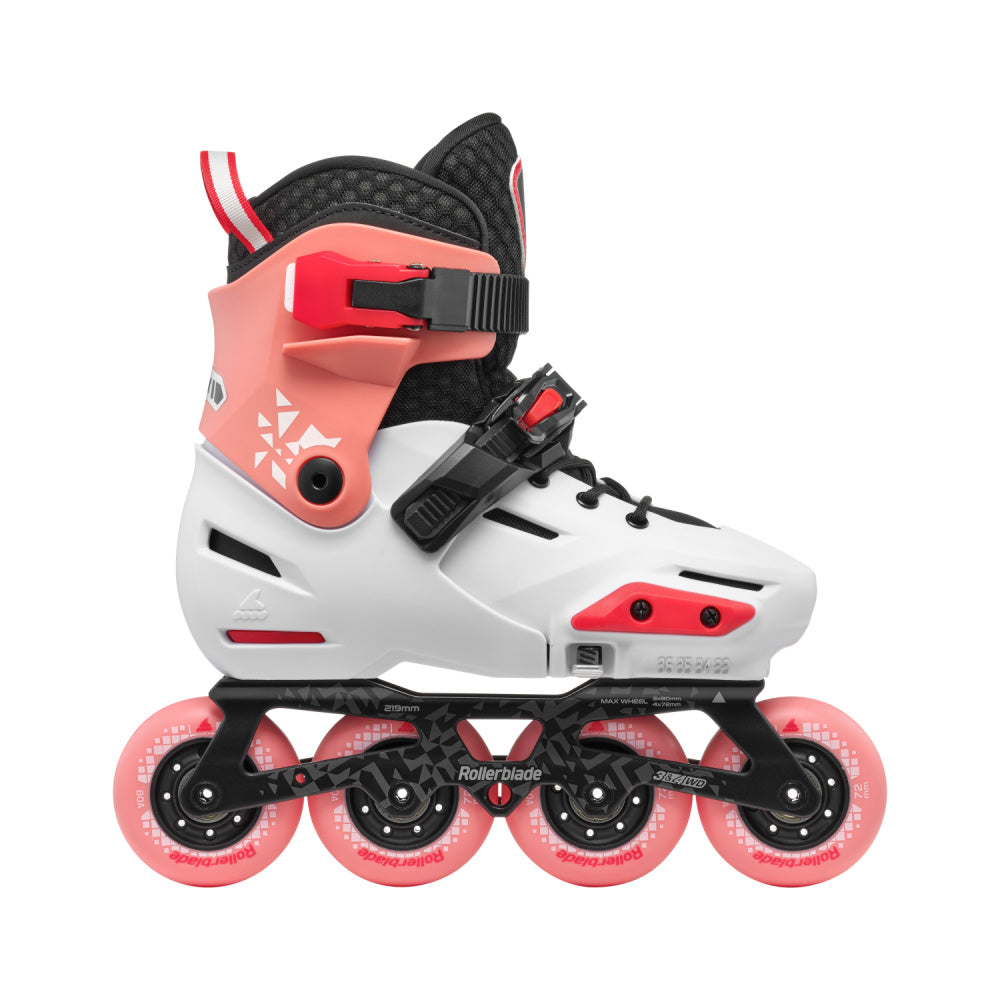 Rollerblade Apex Girls Adjustable Inline Skate - Platinum/Coral