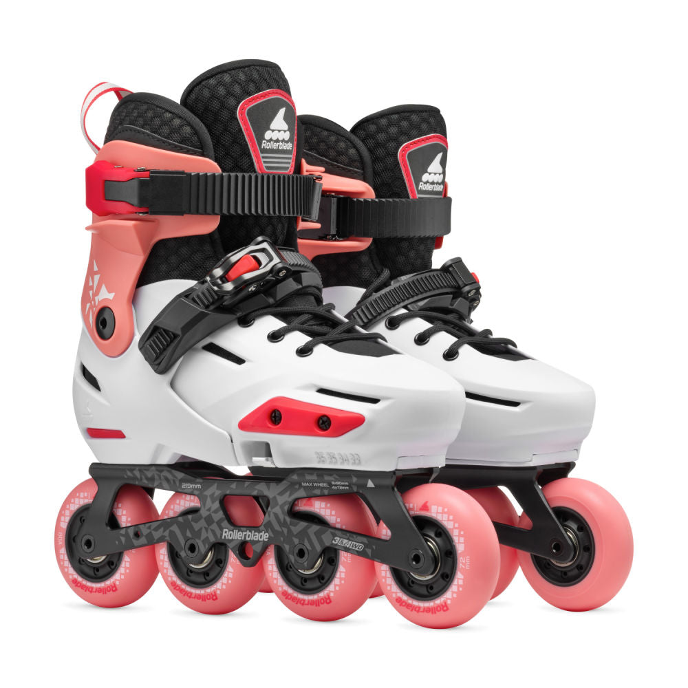 Rollerblade Apex Girls Adjustable Inline Skate - Platinum/Coral