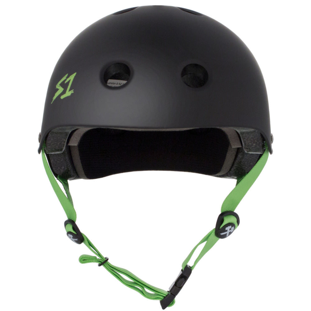 S-One Lifer Helmet - Matte Black with Green Straps — TryFitCore