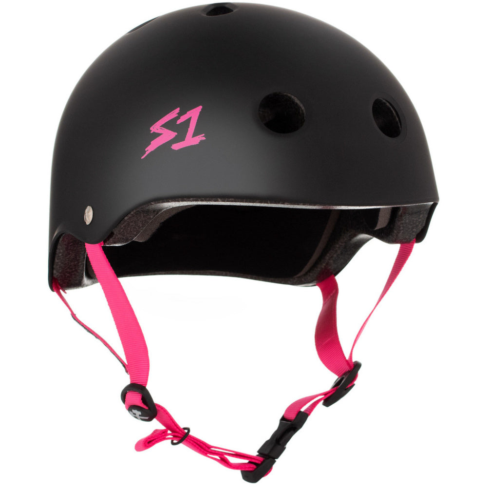 S-One Lifer Helmet  - Matte Black with Pink Straps — TryFitCore