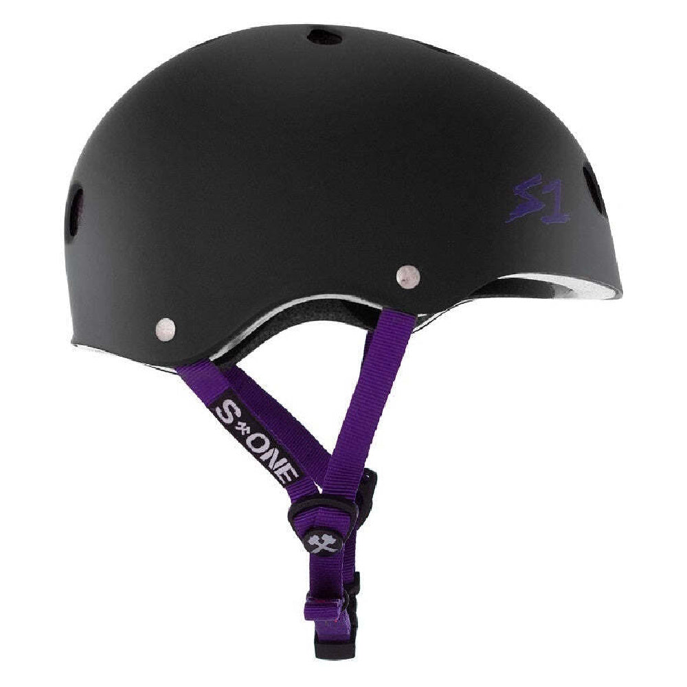 S-One Lifer Helmet - Matte Black with Purple Straps