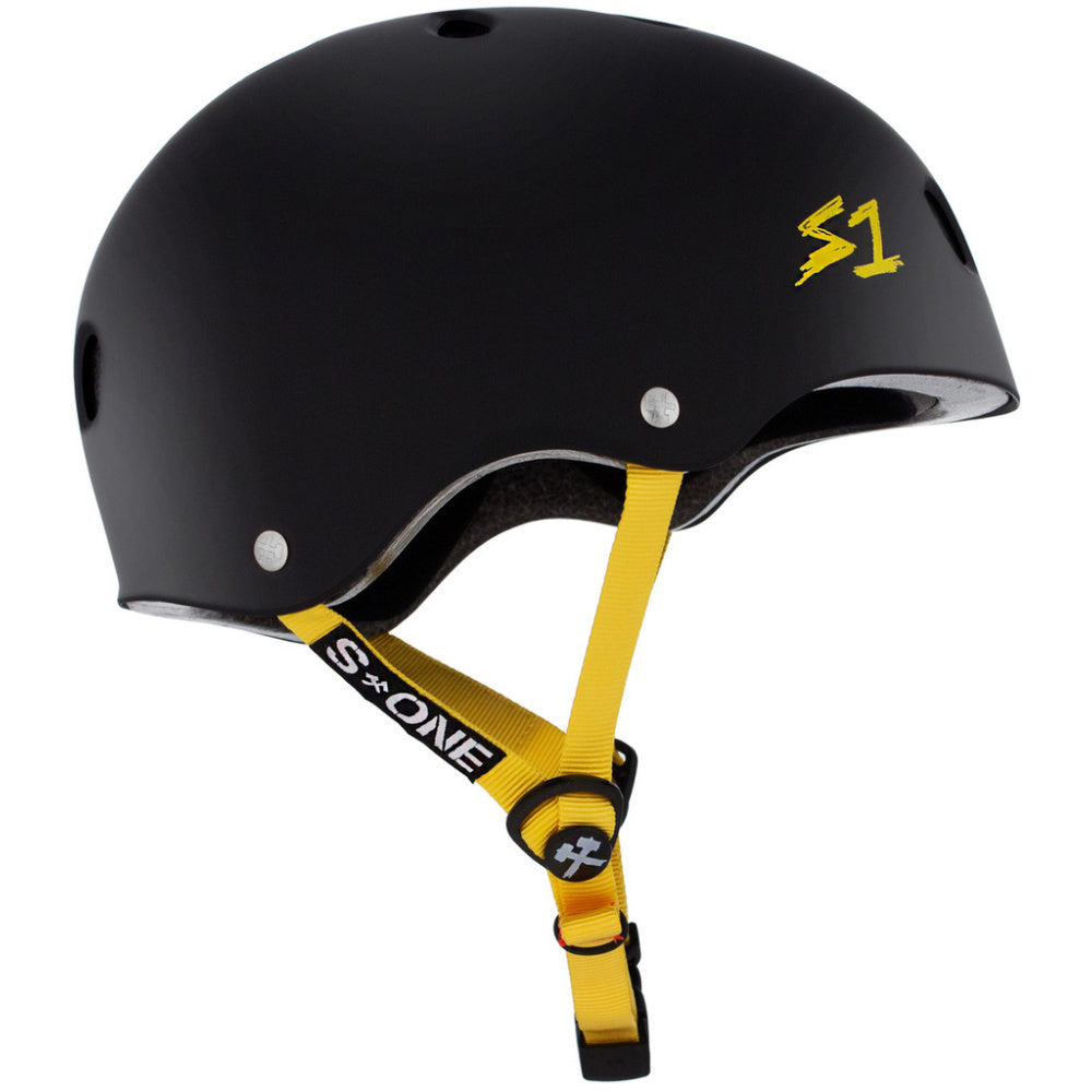 S-One Lifer Helmet - Matte Black with Yellow Straps