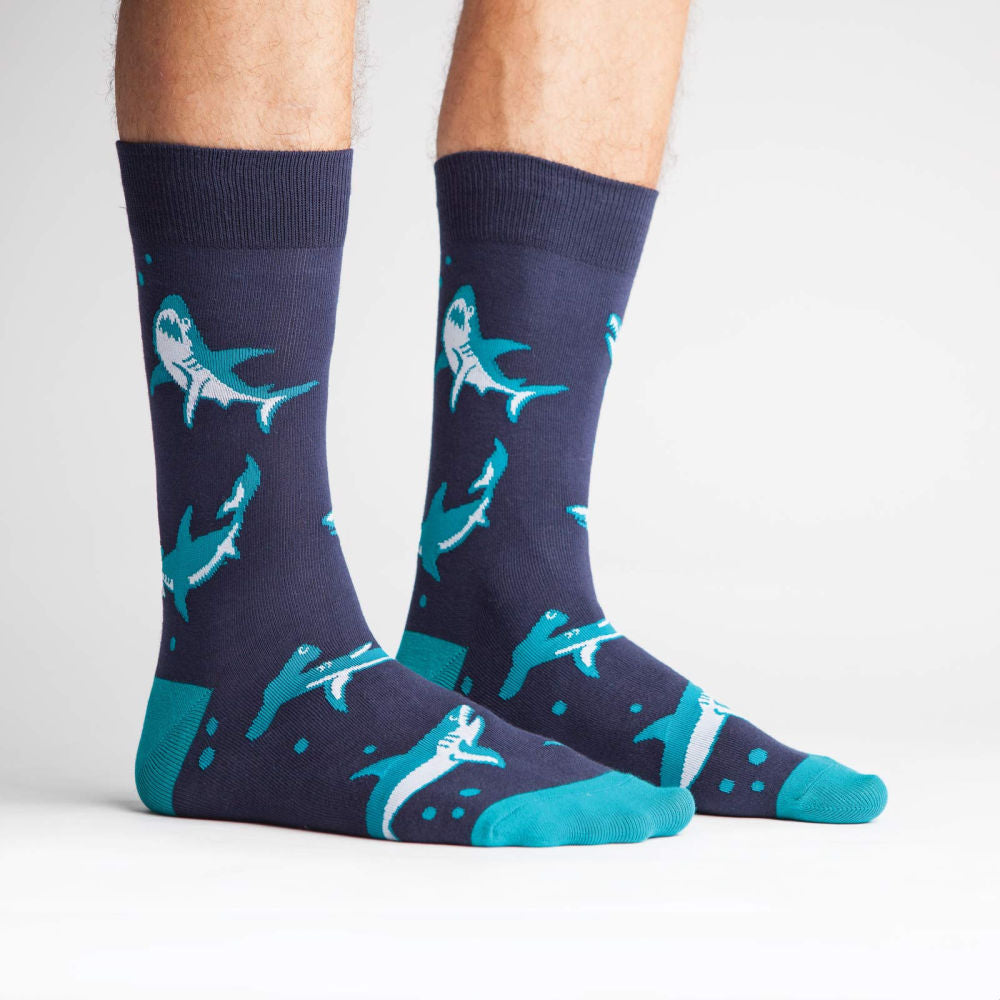 Sock It To Me Crew Mens Socks - Shark Attack