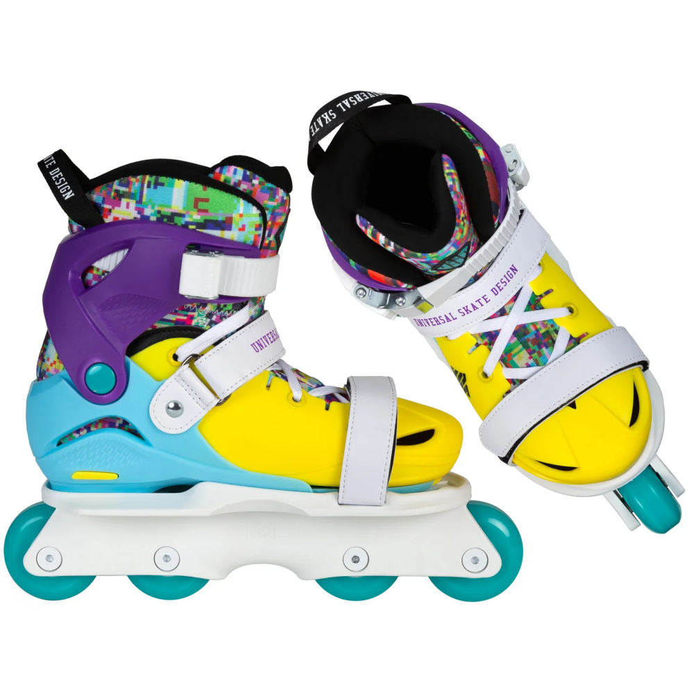 USD Glitch Adjustable Junior Inline Skates - Colourful
