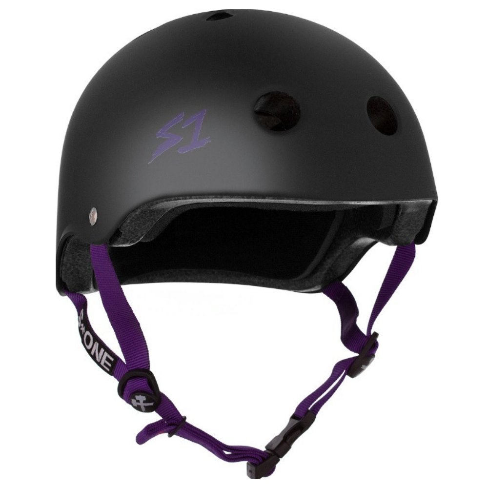 S-One Lifer Helmet - Matte Black with Purple Straps — TryFitCore